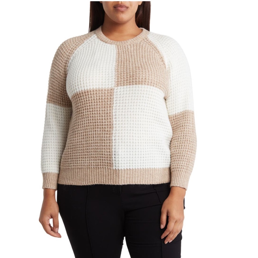 + T TAHARI + Checkerboard Sweater